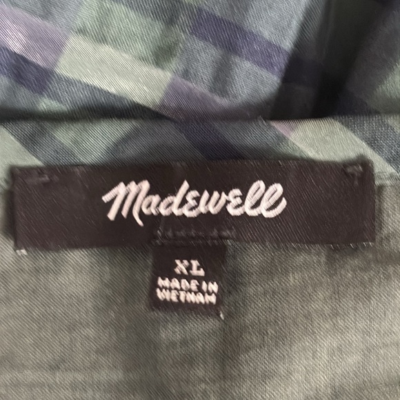 Madewell Marianna Puff Sleeve Mini Dress in Plaid-Forest - NWOT - Size XL - Picture 7 of 11